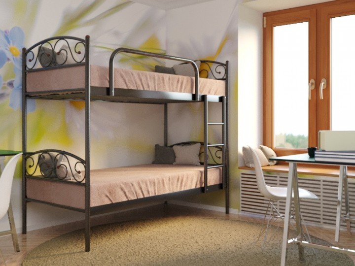 

Кровать металлическая двухъярусная VERONA DUO 190х80 см черная