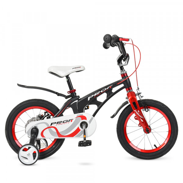 

Велосипед детский 2-х кол. 14д. PROF1 LMG14201 Infinity (black/red)
