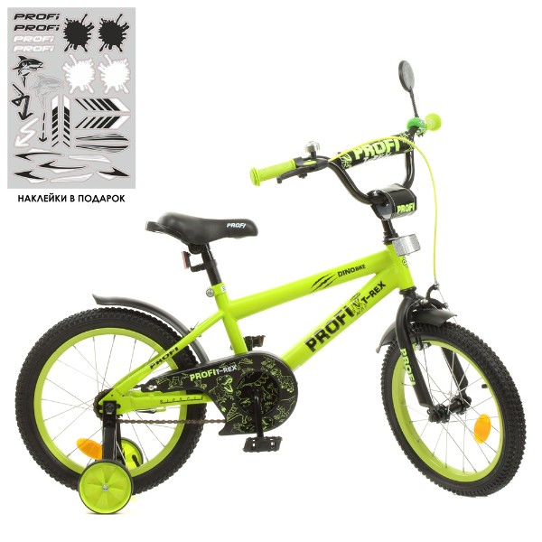 

Велосипед детский 2-х кол. 16д. PROF1 Y1671 Dino (green/black)