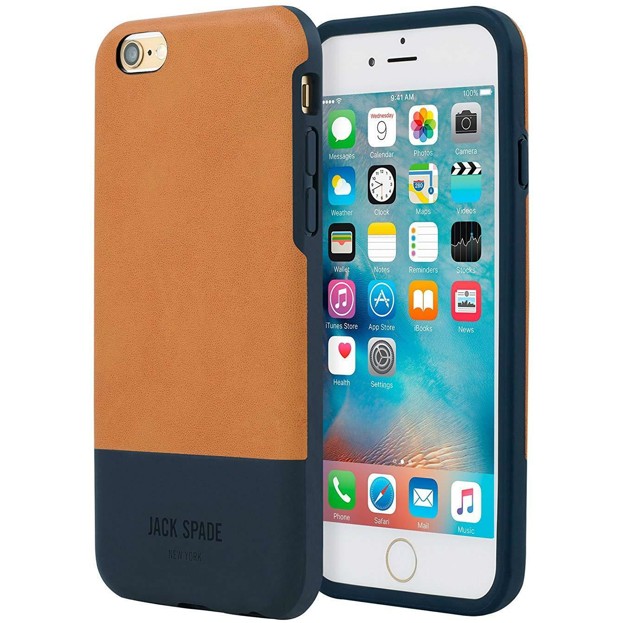 

​Кожаный чехол бампер Jack Spade New York Leather Apple Iphone 6 Plus + / 6s Plus + brown/black