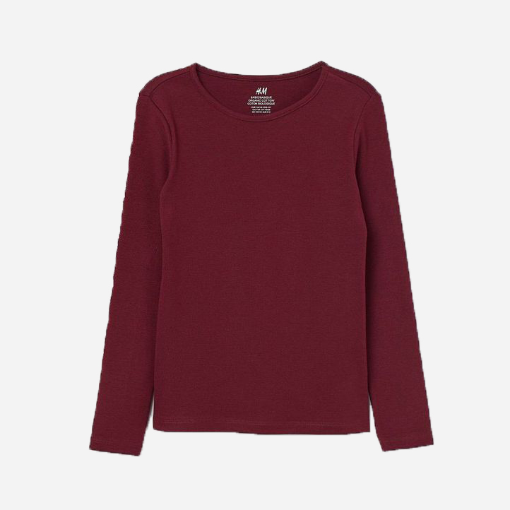 

Футболка с длинными рукавами H&M 760143 158-164 см Бордовая
