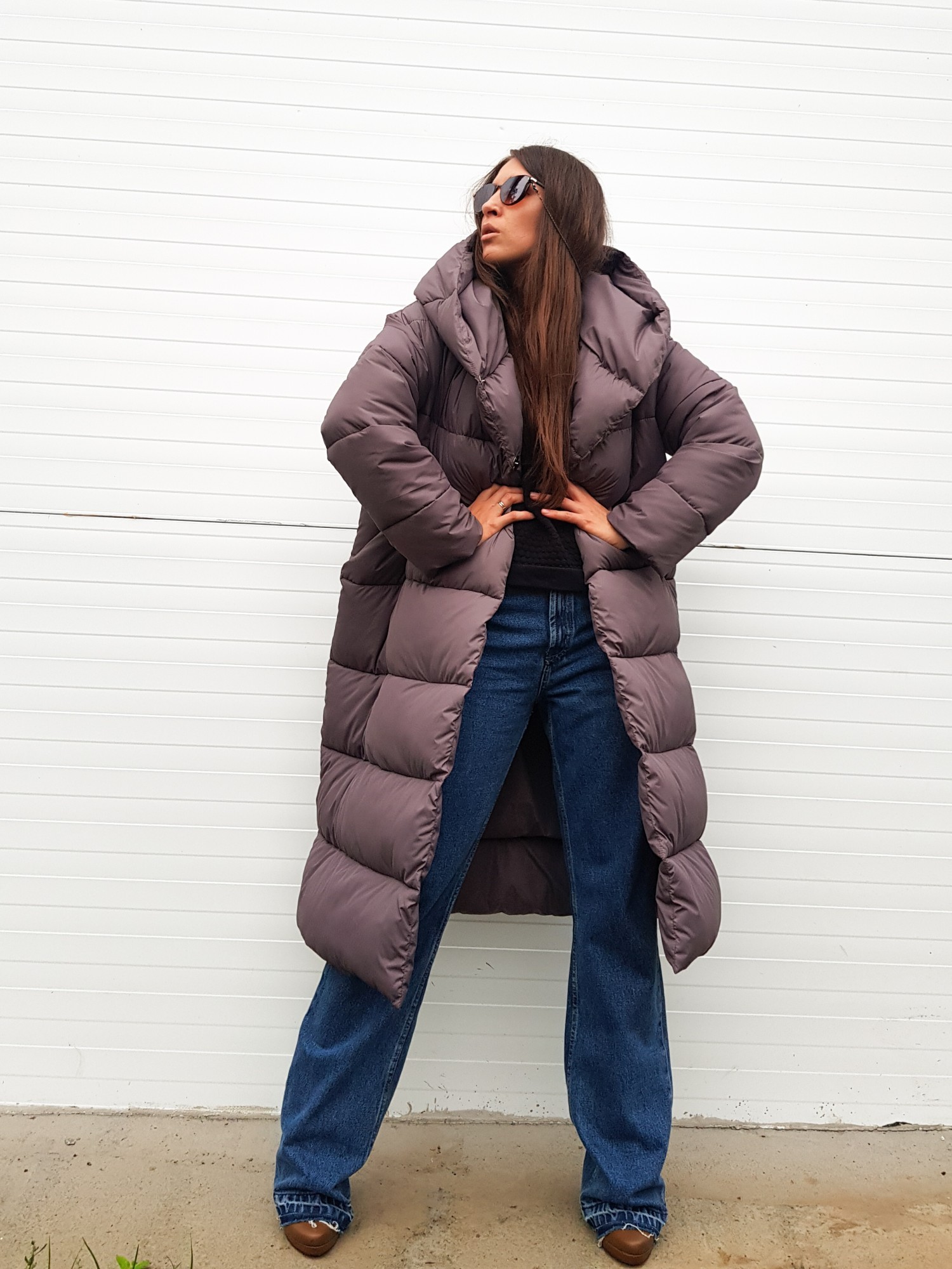 

Пуховик Lilo Total Grey с капюшоном Oversize S серый