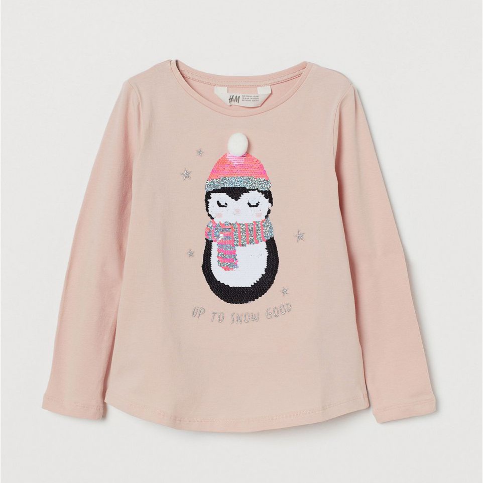 

Футболка с длинными рукавами H&M 739679 122-128 см Светло-розовая