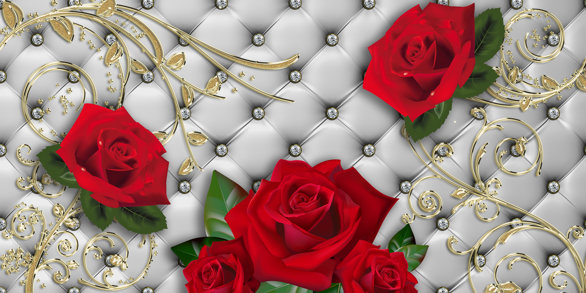 

Фотообои 3D 'Красные розы' (3268) , Холст