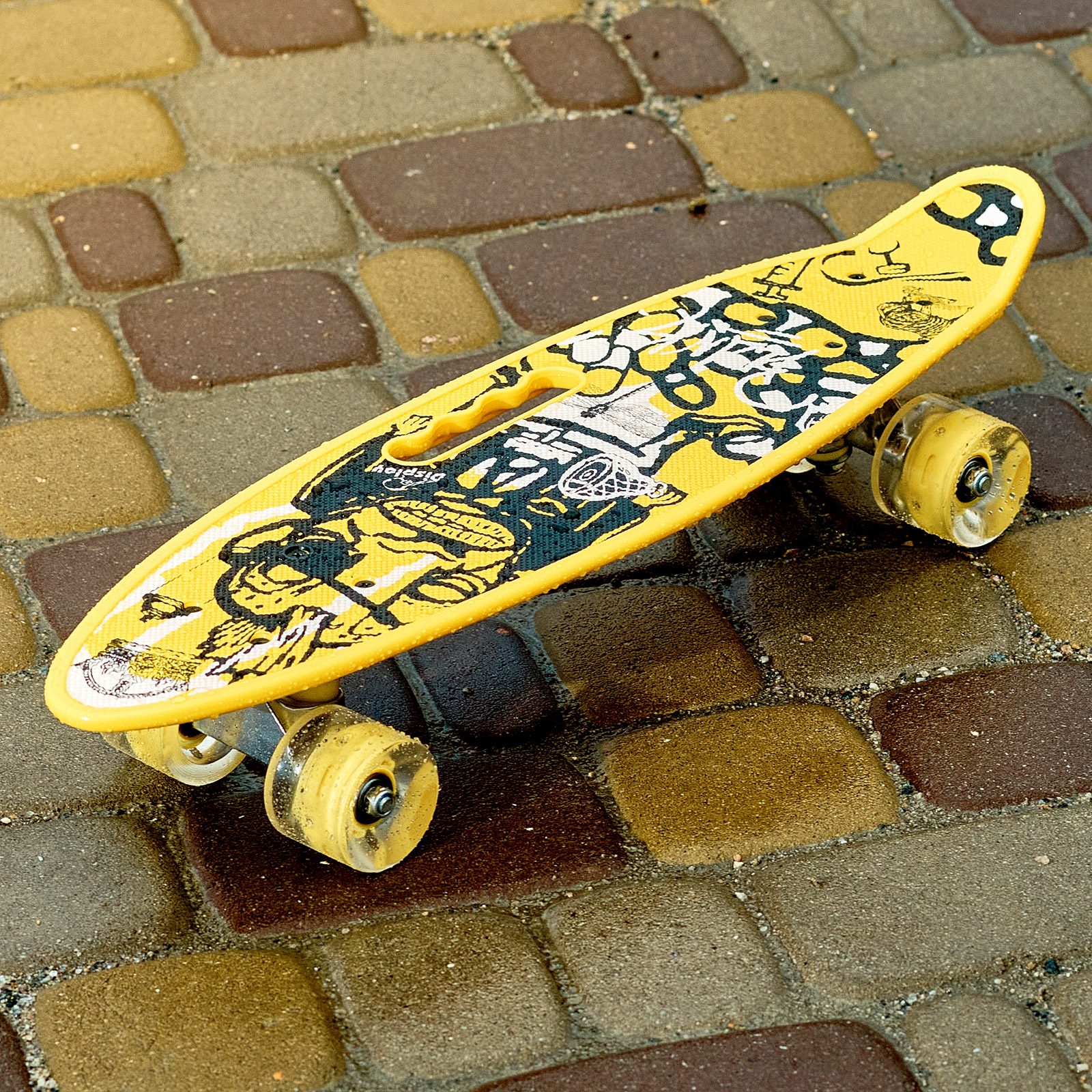 

Скейт Пенни борд Skate со светящимися колесами ,алюм. подвеска не скользящая поверхность Желтый