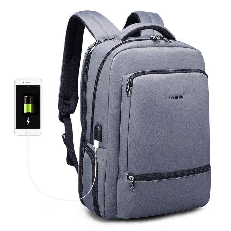 

Рюкзак городской Tigernu T-B3585 для ноутбука 15.6" с USB объем 26л. Серый (кодовый замок в подарок)