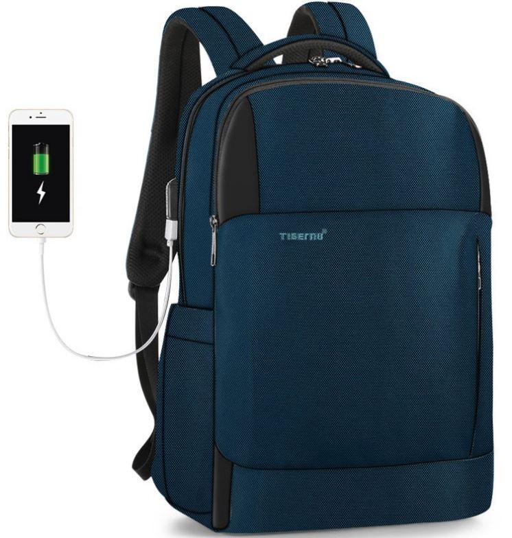 

Рюкзак городской Tigernu T-B3906 для ноутбука 15.6" с USB объем 26л. Синий (кодовый замок в подарок)
