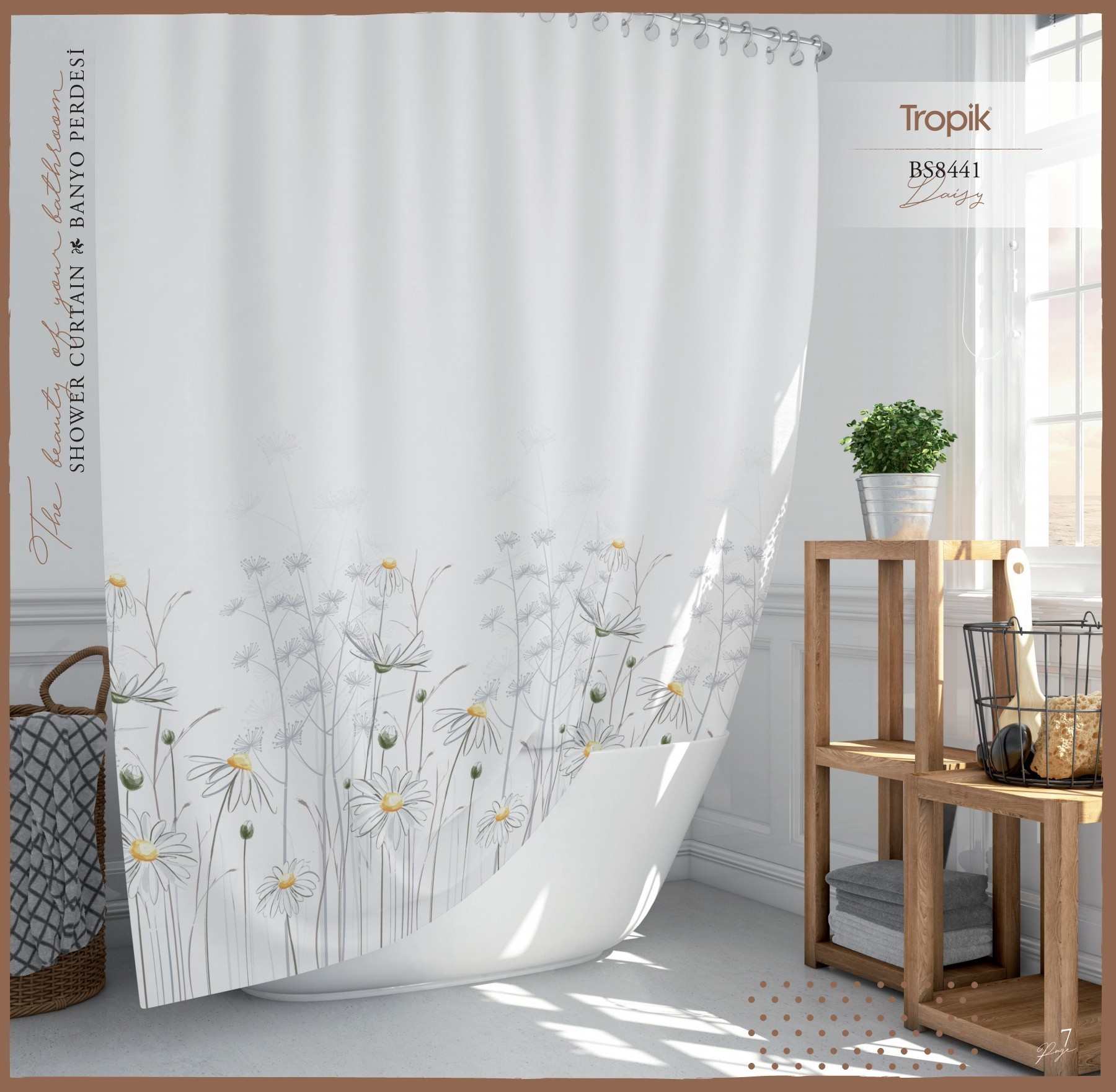 

Шторка для ванной двойная Tropik Daisy 2*120*200 см