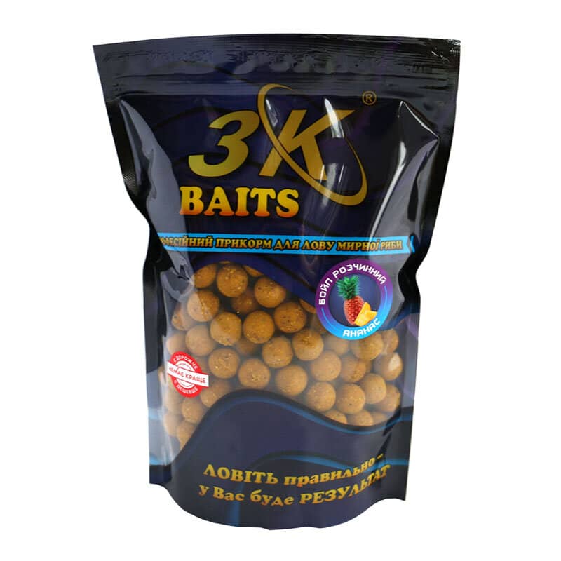 

Бойл 3KBaits растворимый пылящий Ананас 16мм 800г (3KB1161)