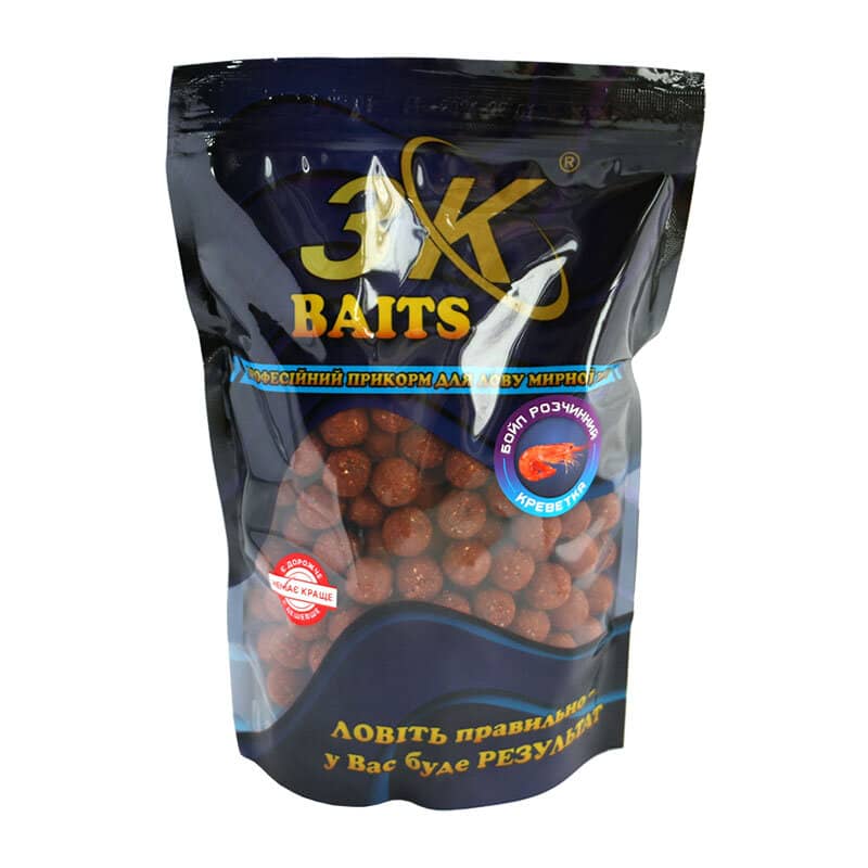 

Бойл 3KBaits растворимый пылящий Креветка 16мм 800г (3KB1209)
