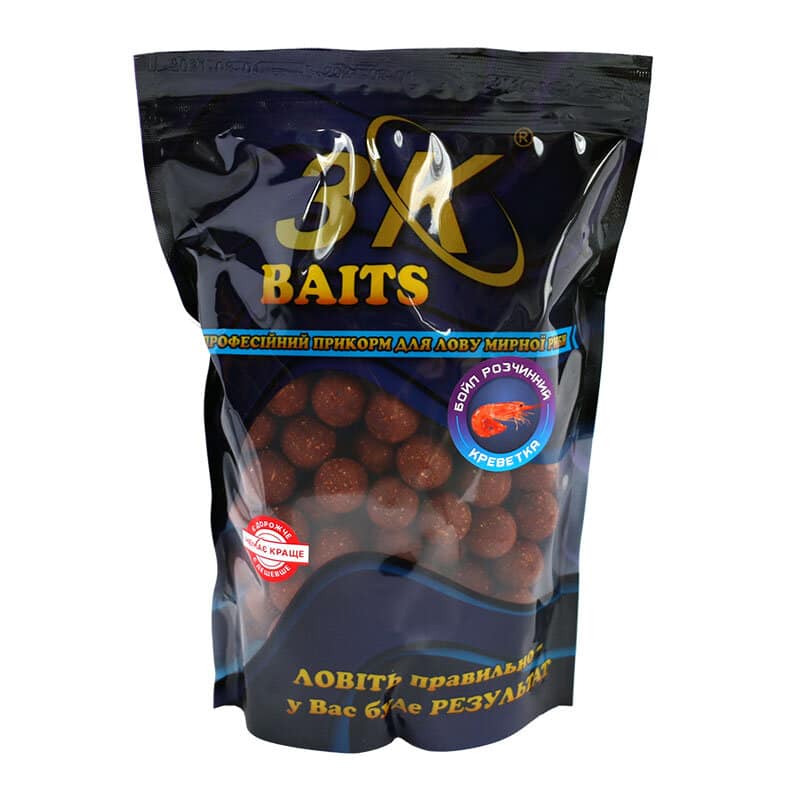 

Бойл 3KBaits растворимый пылящий Креветка 20мм 800г (3KB1220)