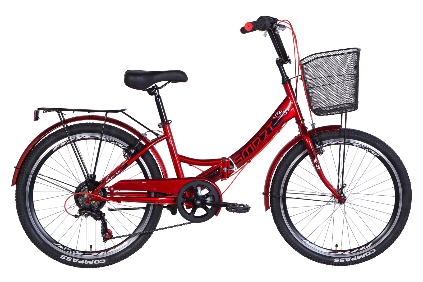 

Велосипед 24" Formula SMART трещотка вишневый с корзиной 2021