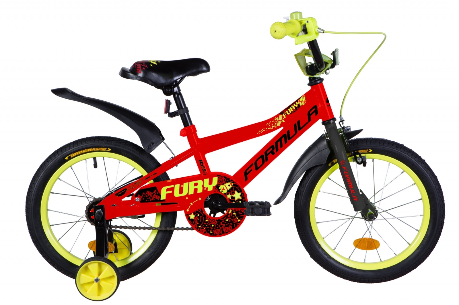 

Велосипед 16" Formula FURY 8,5" оранжево-черный с салатовым 2020