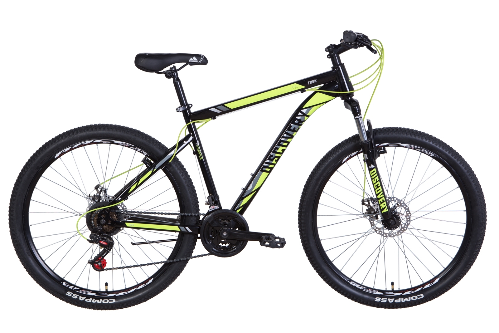 

Велосипед 27.5" Discovery TREK DD 17,5" черно-салатный 2021