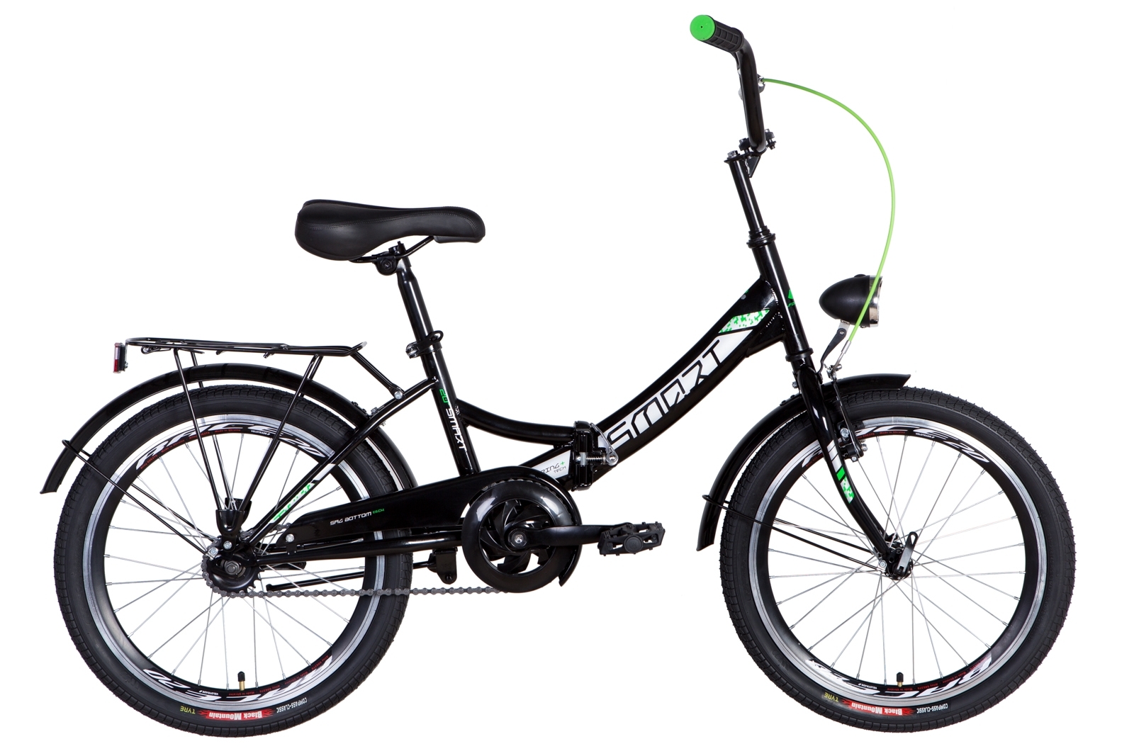 

Велосипед 20" Formula SMART черно-зеленый с фонарём 2021