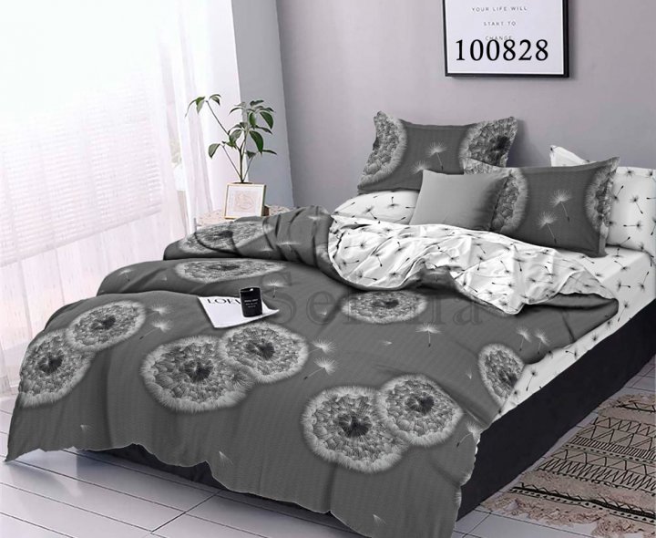

Комплект постільної білизни Selena Бязь Люкс Одуванчик Grey2 100828 Полуторний