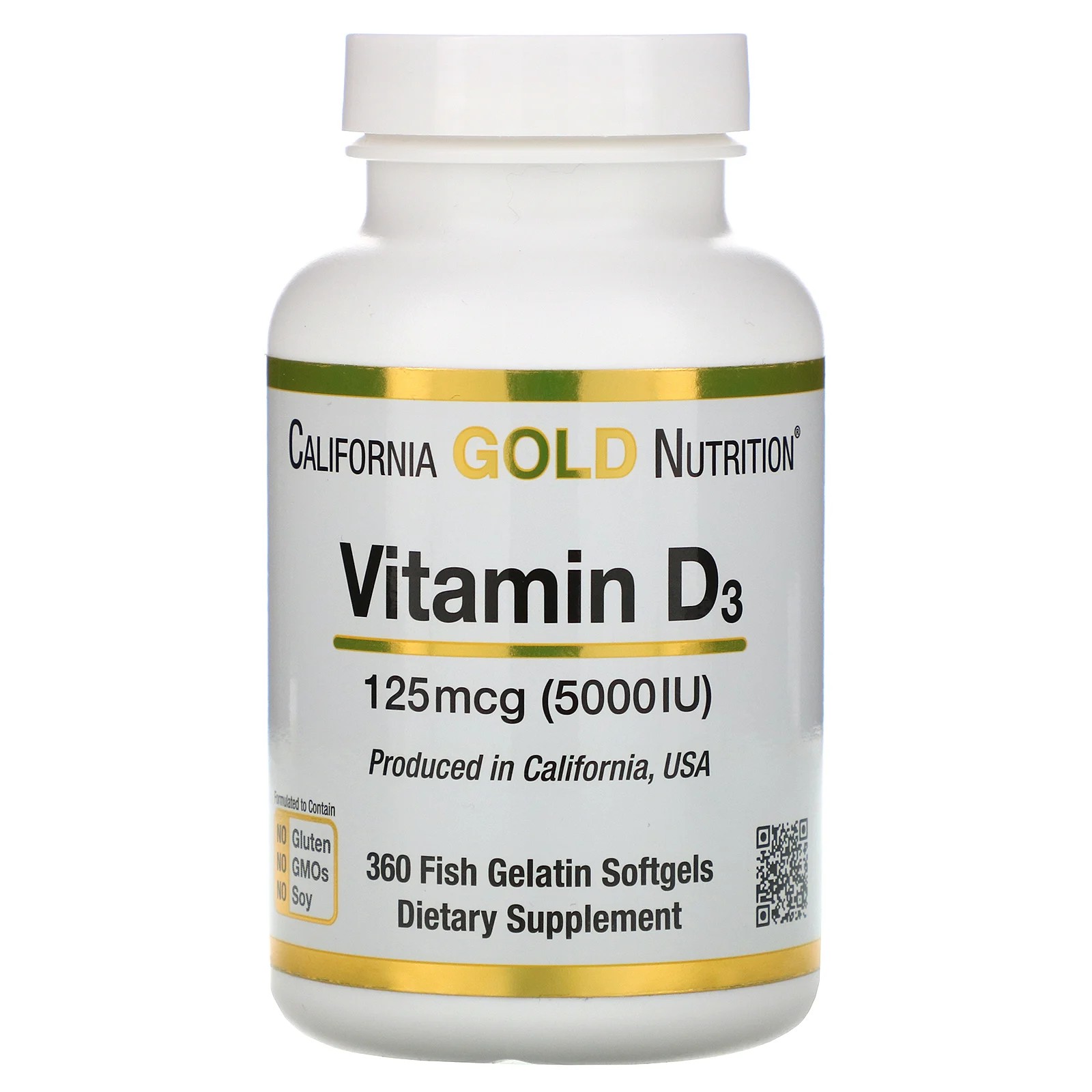 

Витамины California Gold Nutrition Vitamin D3 125 mcg 5000 IU 360 капсул