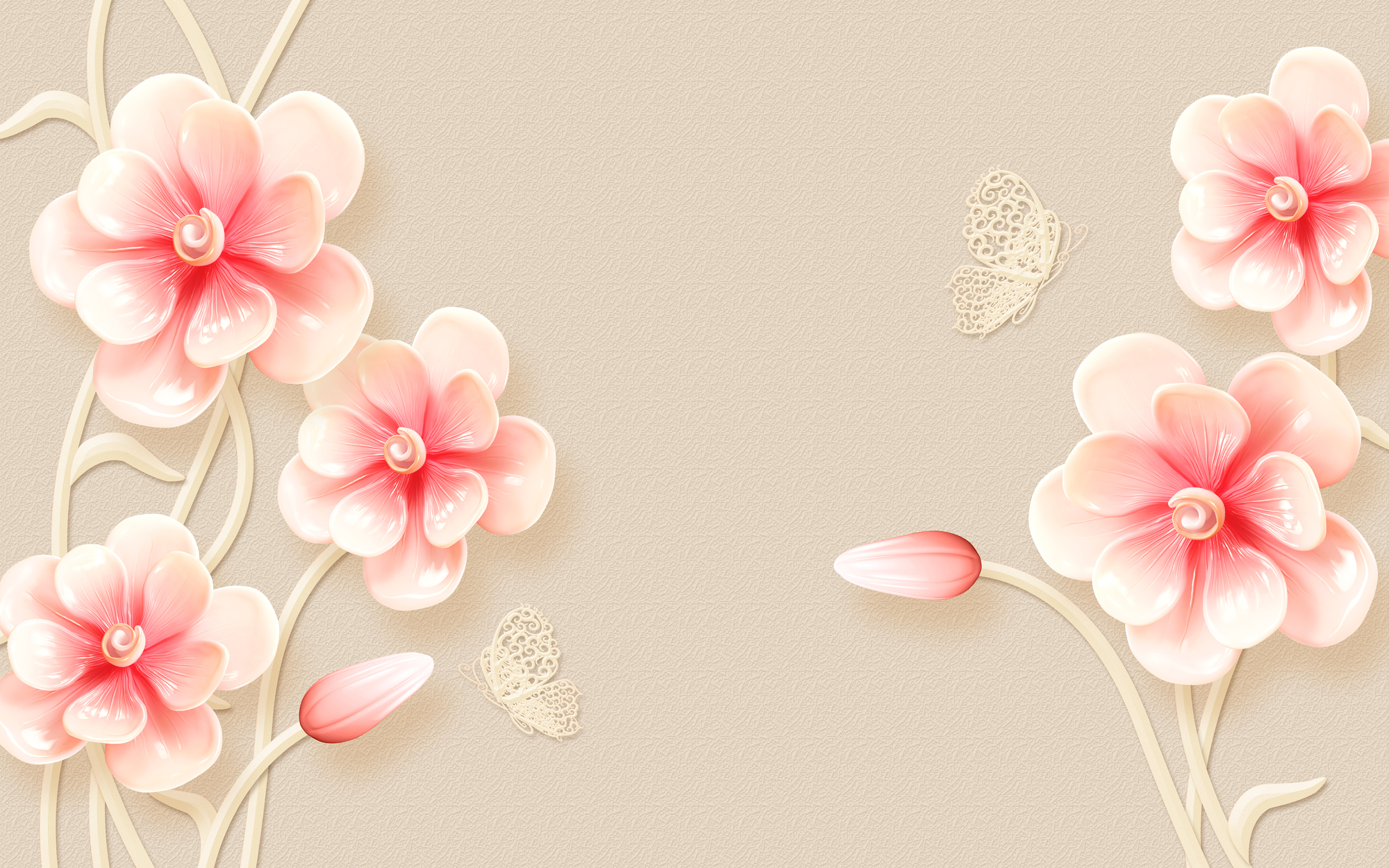 

Фотообои 3D ' Розовые цветы' (4395) , Фреска