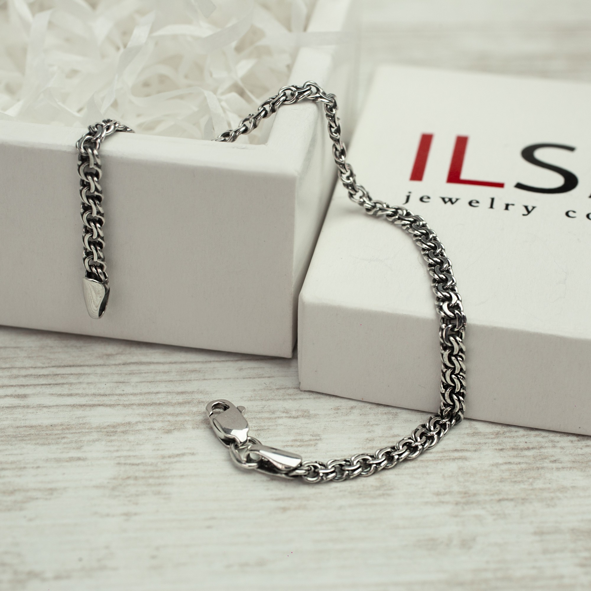 

Серебряный браслет БИСМАРК двойной ILSAV 002/2ч (17,5см браслет с чернением)