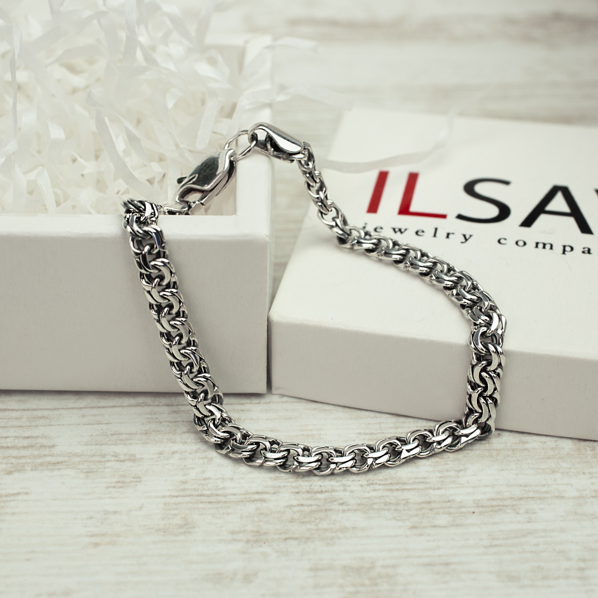 

Серебряный браслет ILSAV 002/2ч (20см браслет с чернением)