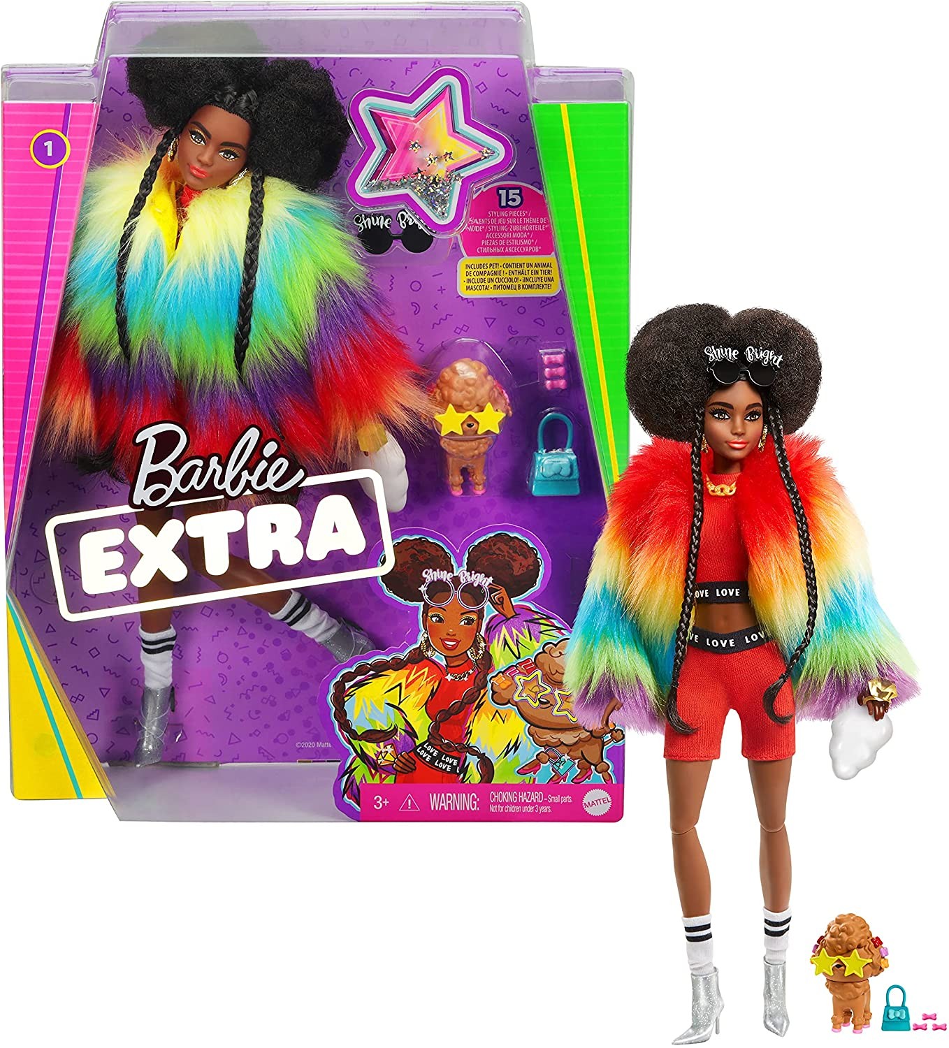 

Кукла Барби Экстра #1 Модница Barbie Extra Doll #1 in Rainbow Coat with Pet Poodle