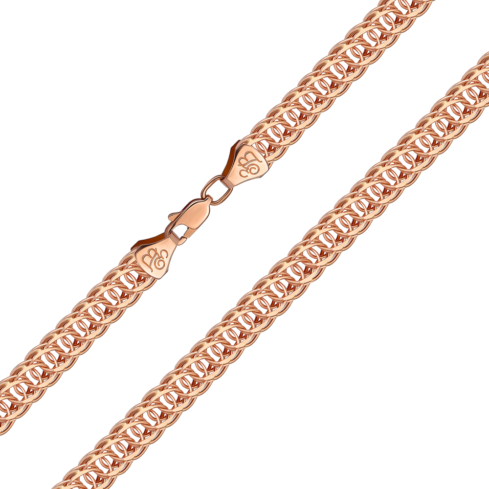 

Браслет из красного золота в плетении королевский бисмарк, 7мм 000123210 18 размера