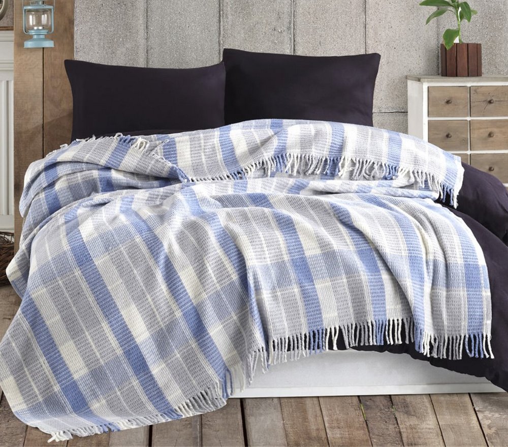 

Плед-покрывало Eponj Home Ekose Mavi Gri 180х220