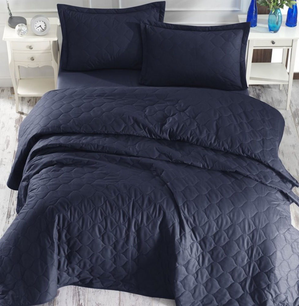 

Покрывало стеганое EnLora Home ранфорс Fresh Color Lacivert 225х240 с наволочками 50х70