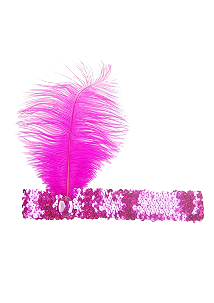 

Повязка на голову с пером 7079-pink малиновый цвет