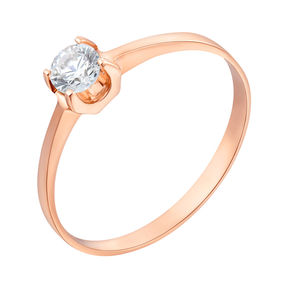 

Золотое помолвочное кольцо с цирконием Swarovski 000070990 15.5 размера
