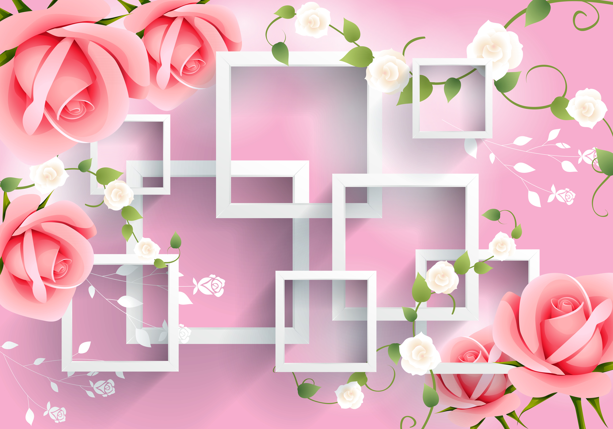 

Фотообои 3D '3D Розы' (3447) , Штукатурка