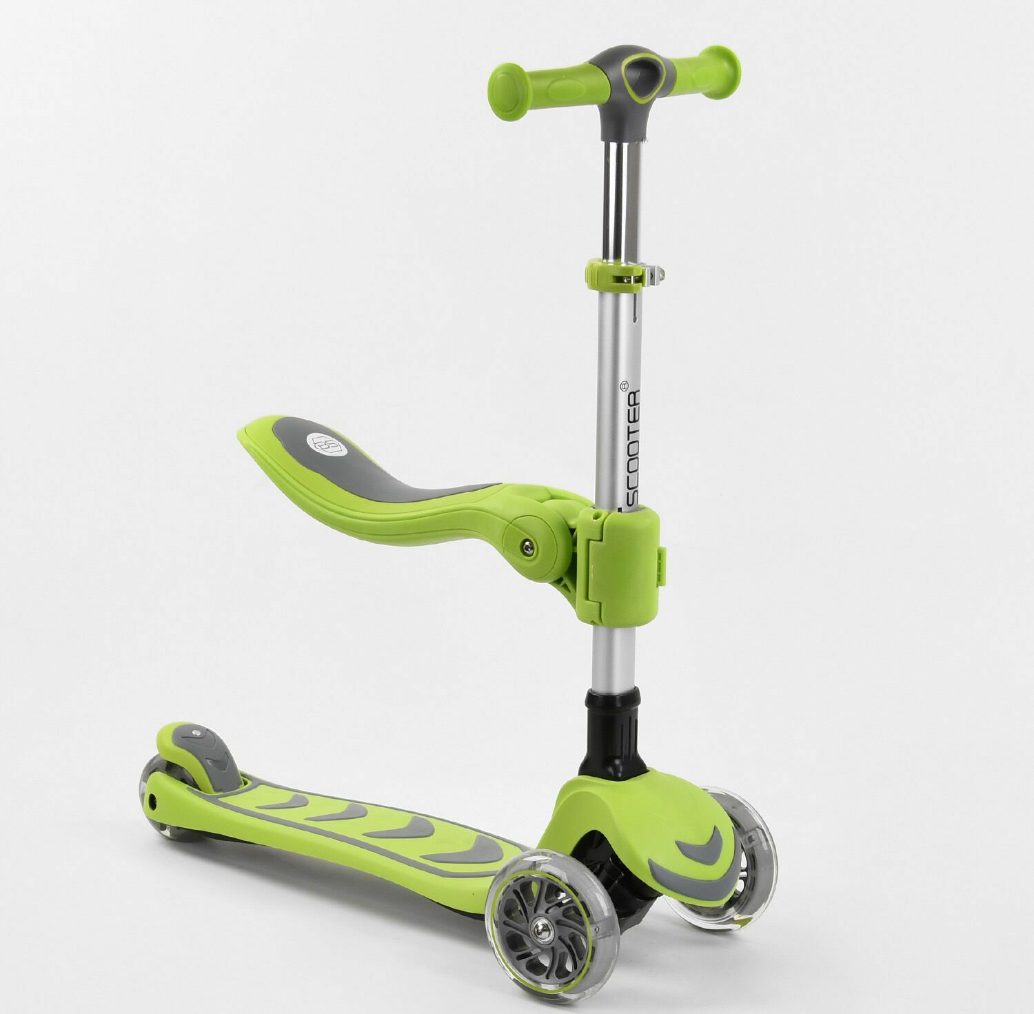 

Самокат трехколесный Best Scooter Т-07196 Складной с Сидением Колеса с подсветкой Салатовый