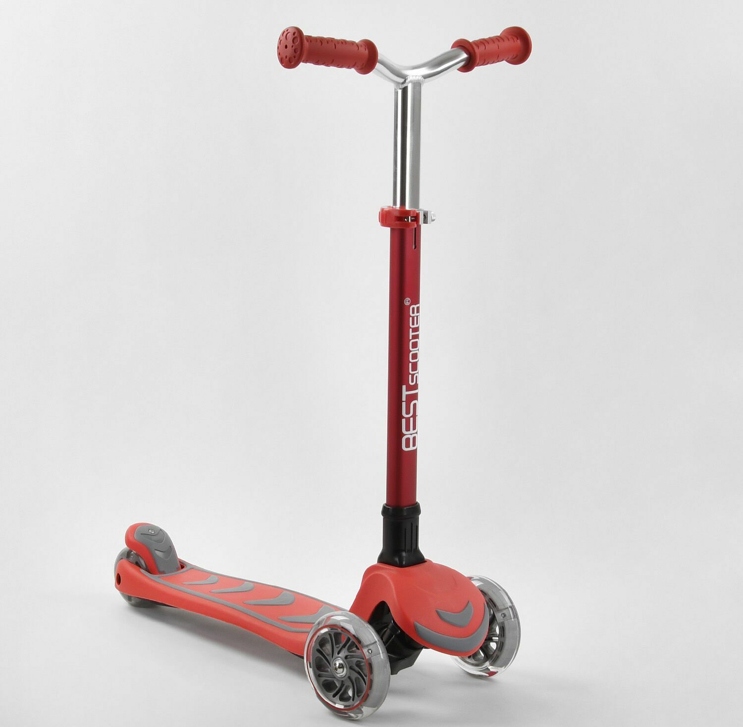 

Самокат трехколесный Best Scooter Y-00325 Складной Колеса полиуретан с подсветкой Красный