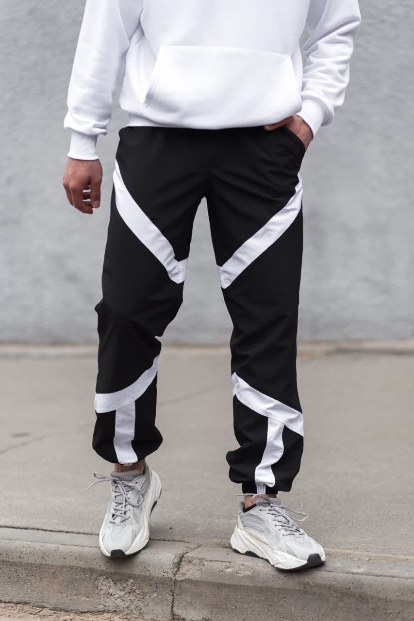 

Мужские спортивные штаны из плащевки .VDLK Stripe  черно-белые, Мужские спортивные штаны из плащевки .VDLK Stripe M черно-белые