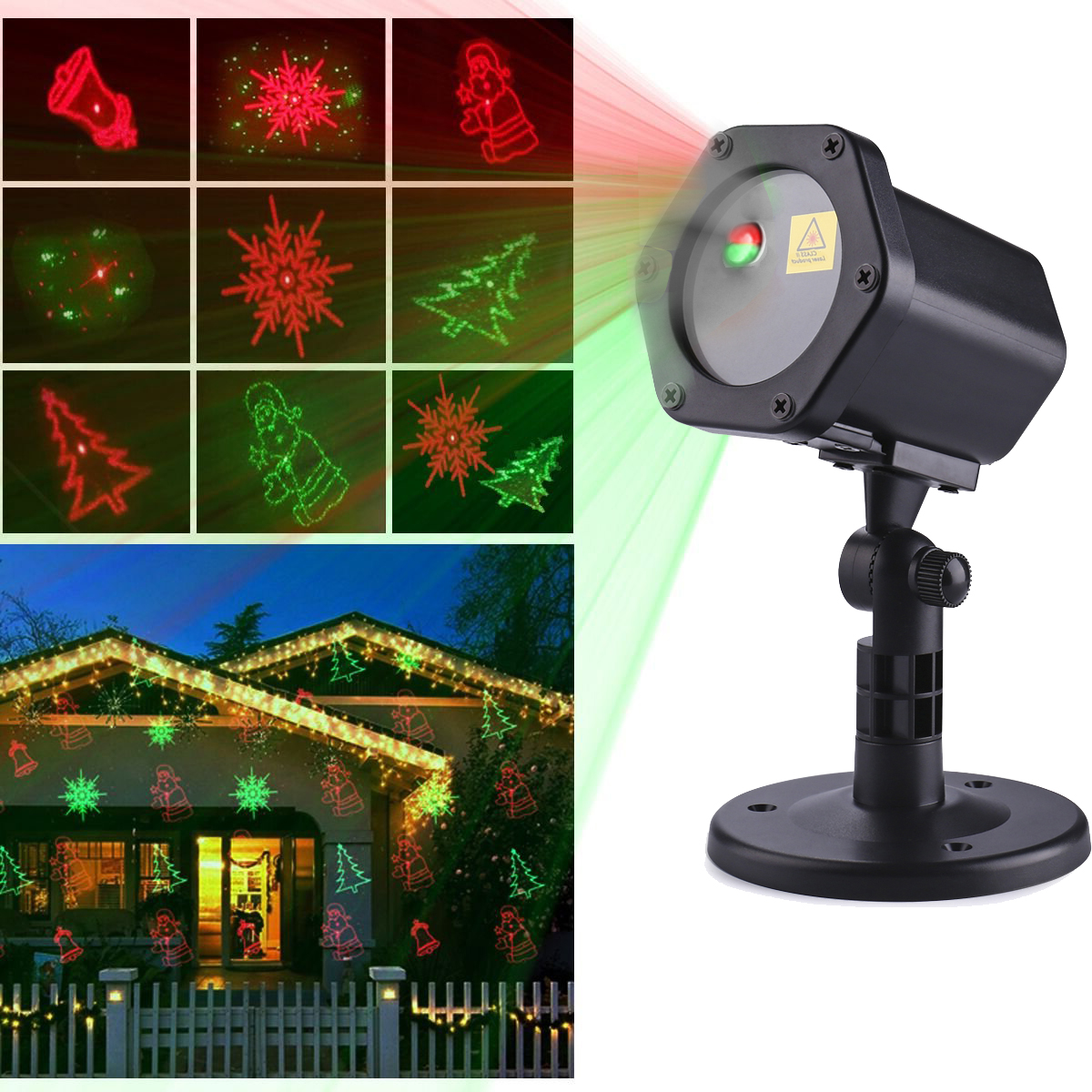 

Уличный лазерный проектор для украшения домов новогодний Outdoor Laser Light | 2 цвета 6 рисунков