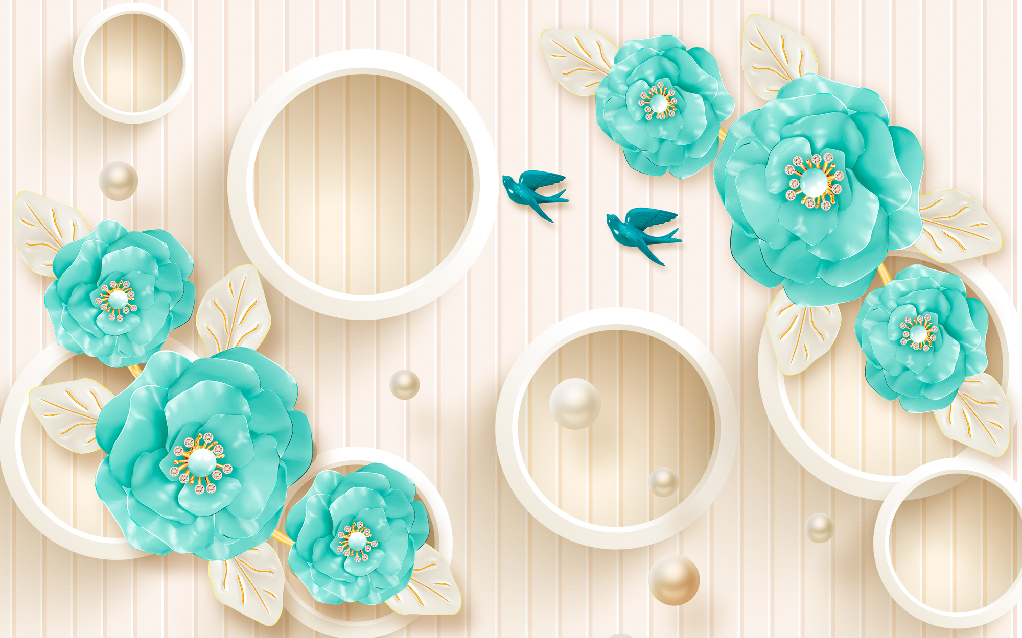 

Фотообои 3D 'Цветы' (4409) , Холст
