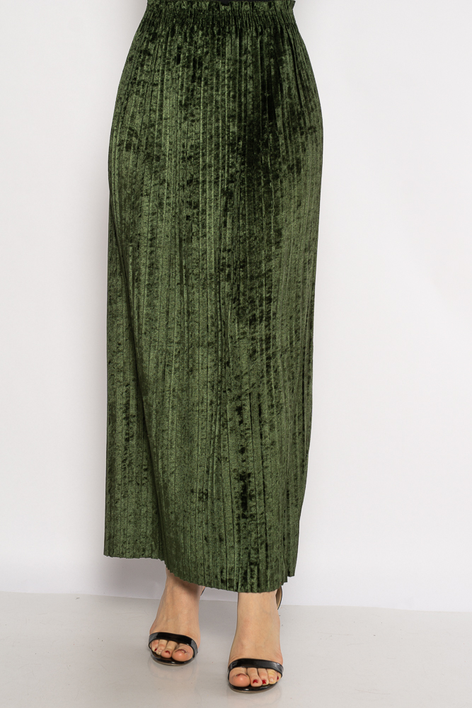

Юбка макси плиссированная велюровая Time of Style 631F005 M-XL Зеленый