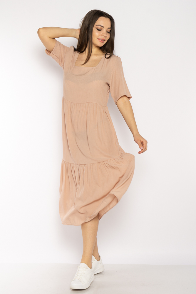 

Однотонное платье свободного кроя Time of Style 632F009  Пудровый, Однотонное платье свободного кроя Time of Style 632F009 S Пудровый