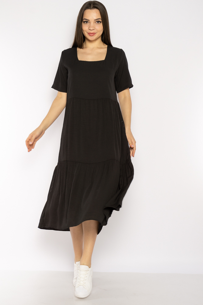 

Однотонное платье свободного кроя Time of Style 632F009  Черный, Однотонное платье свободного кроя Time of Style 632F009 M Черный