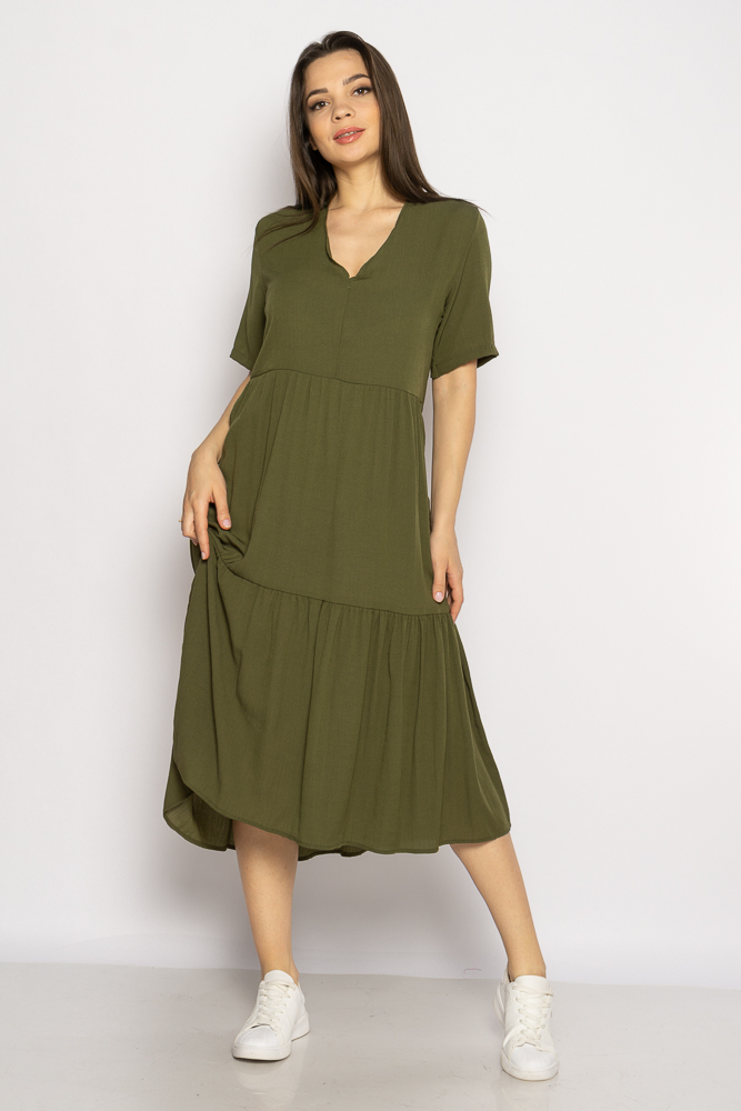 

Однотонное платье свободного кроя Time of Style 632F002  Хаки, Однотонное платье свободного кроя Time of Style 632F002 S Хаки