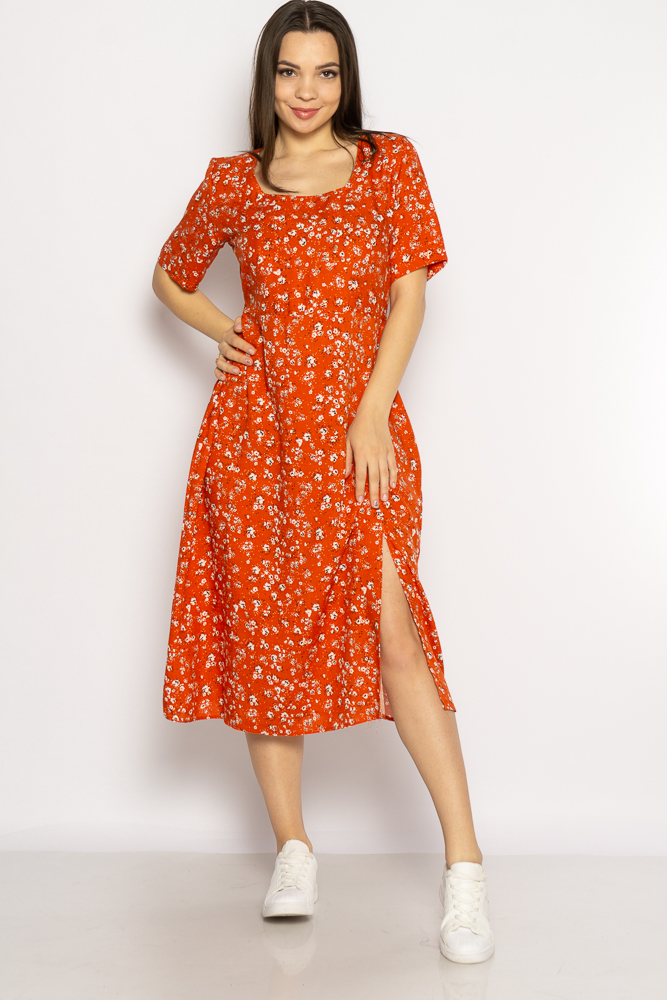 

Платье с разрезом цветочный принт Time of Style 632F017-2 M Кирпичный