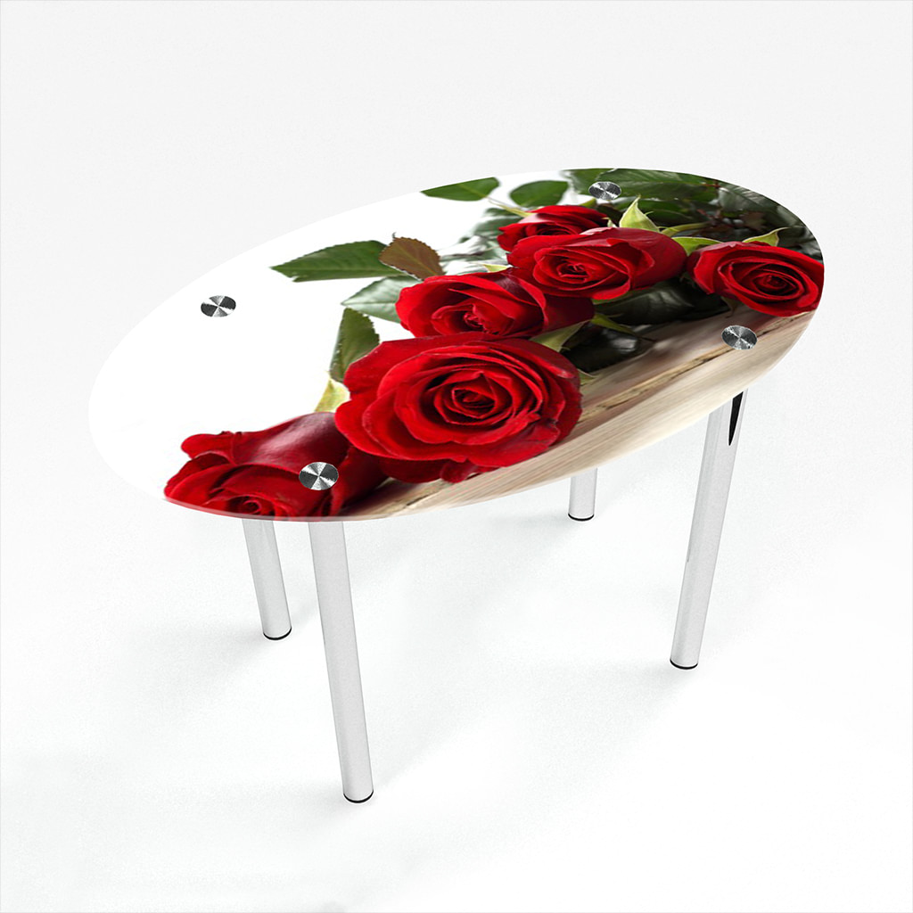 Стол со стеклом роза