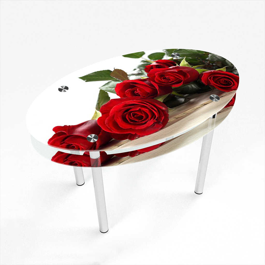 Стеклянный стол с цветами