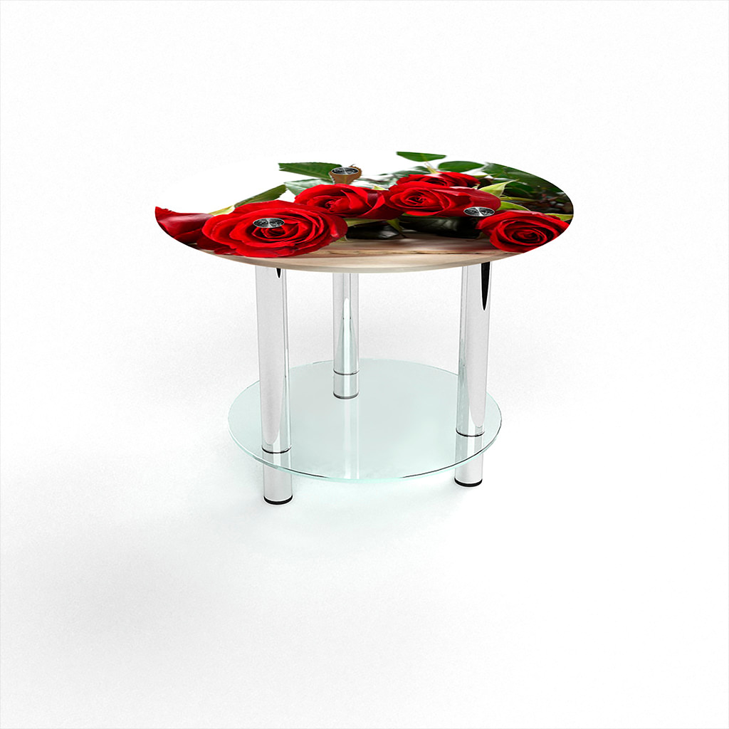 

Стіл журнальний БЦ-стіл Круглий з полицею Red Roses (600 x 600 x 500)