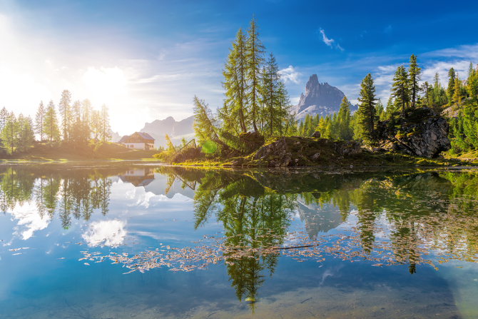 

Фотообои Природа 'Дом у озера' (2404) , Живопись