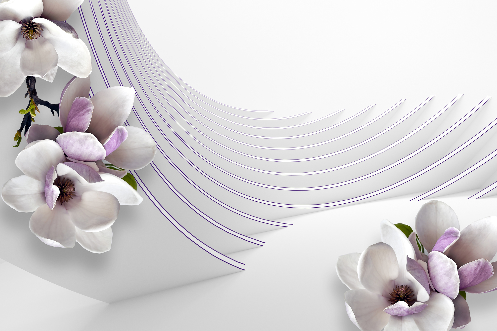 

Фотообои 3D 'Магнолия' (4232) , Штукатурка