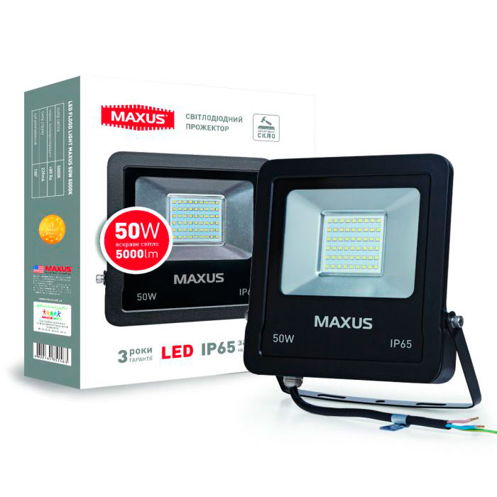 

Прожектор MAXUS LED FLOOD LIGHT 50W 5000K (1-MAX-01-LFL-5050)