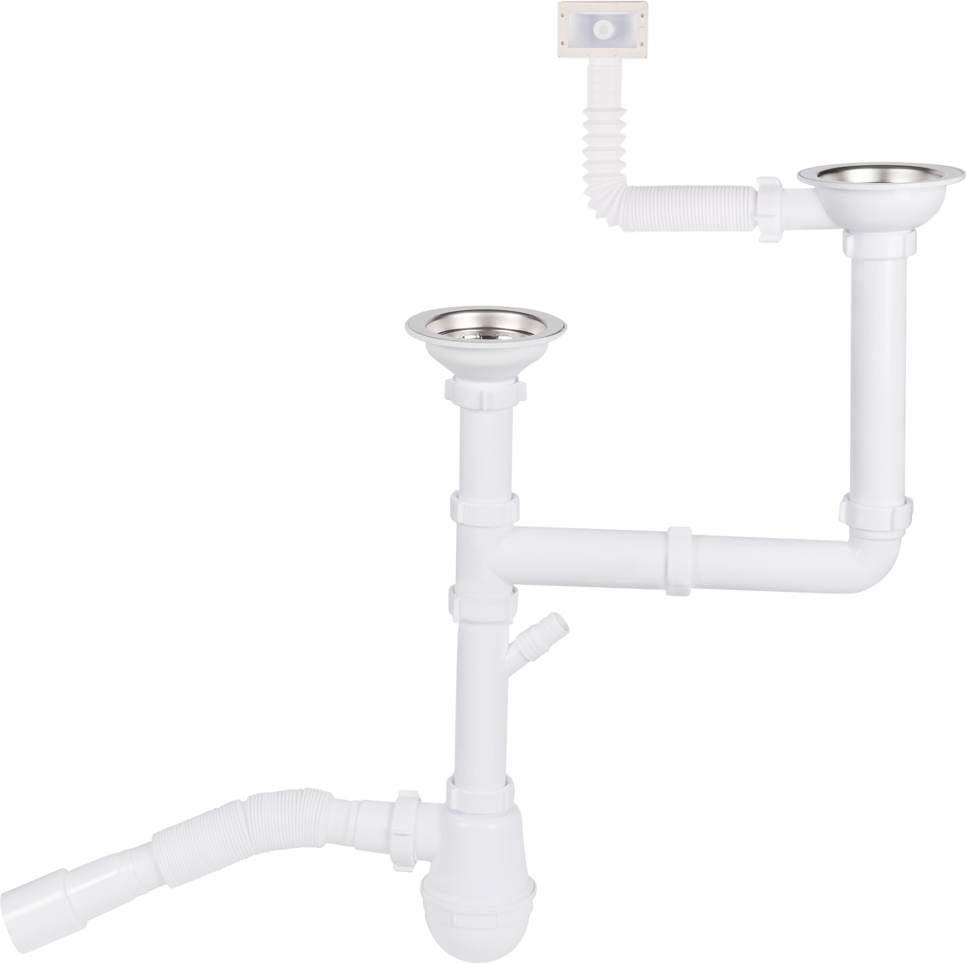 

Сифон для двойной кухонной мойки Lidz (WHI) 60 05 M003 00