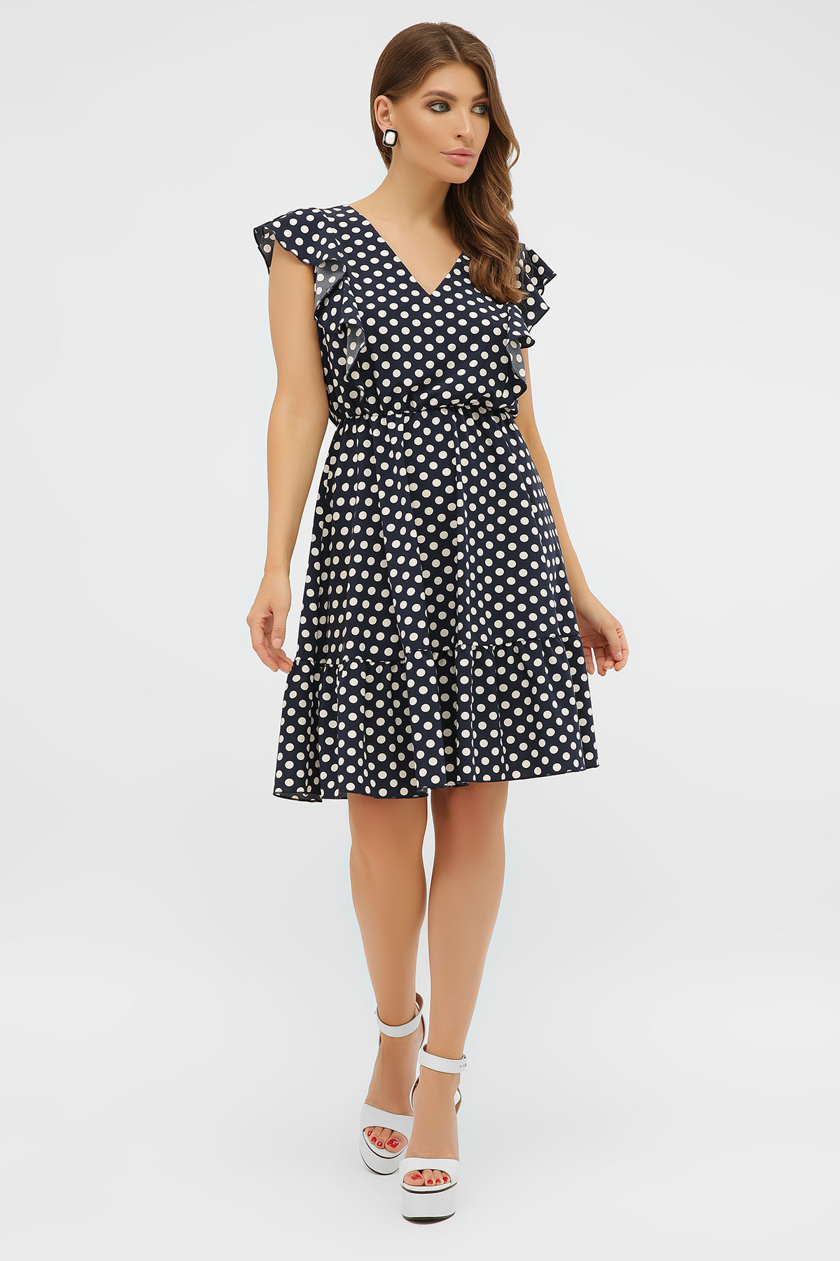 

Платье Надина "L" темно-синее в горох 21576.2