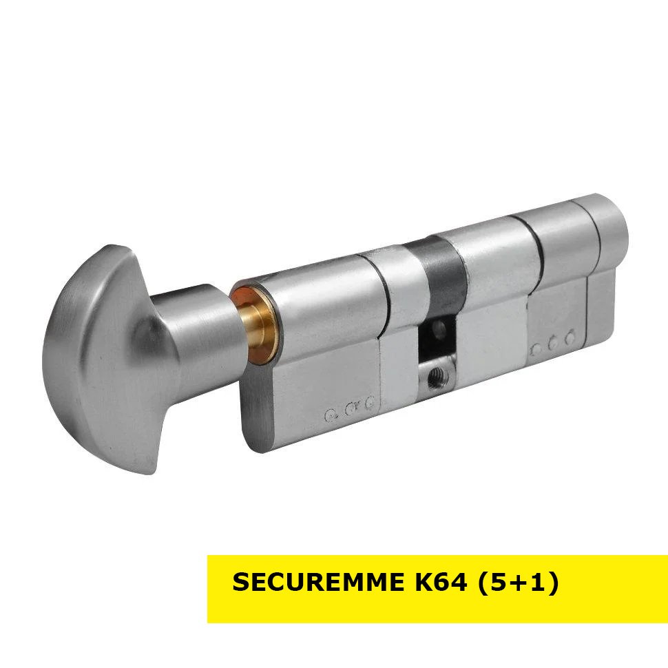 

Цилиндр замка SECUREMME K64 ключ-тумблер (мат хром) 90 мм (50+40Т)